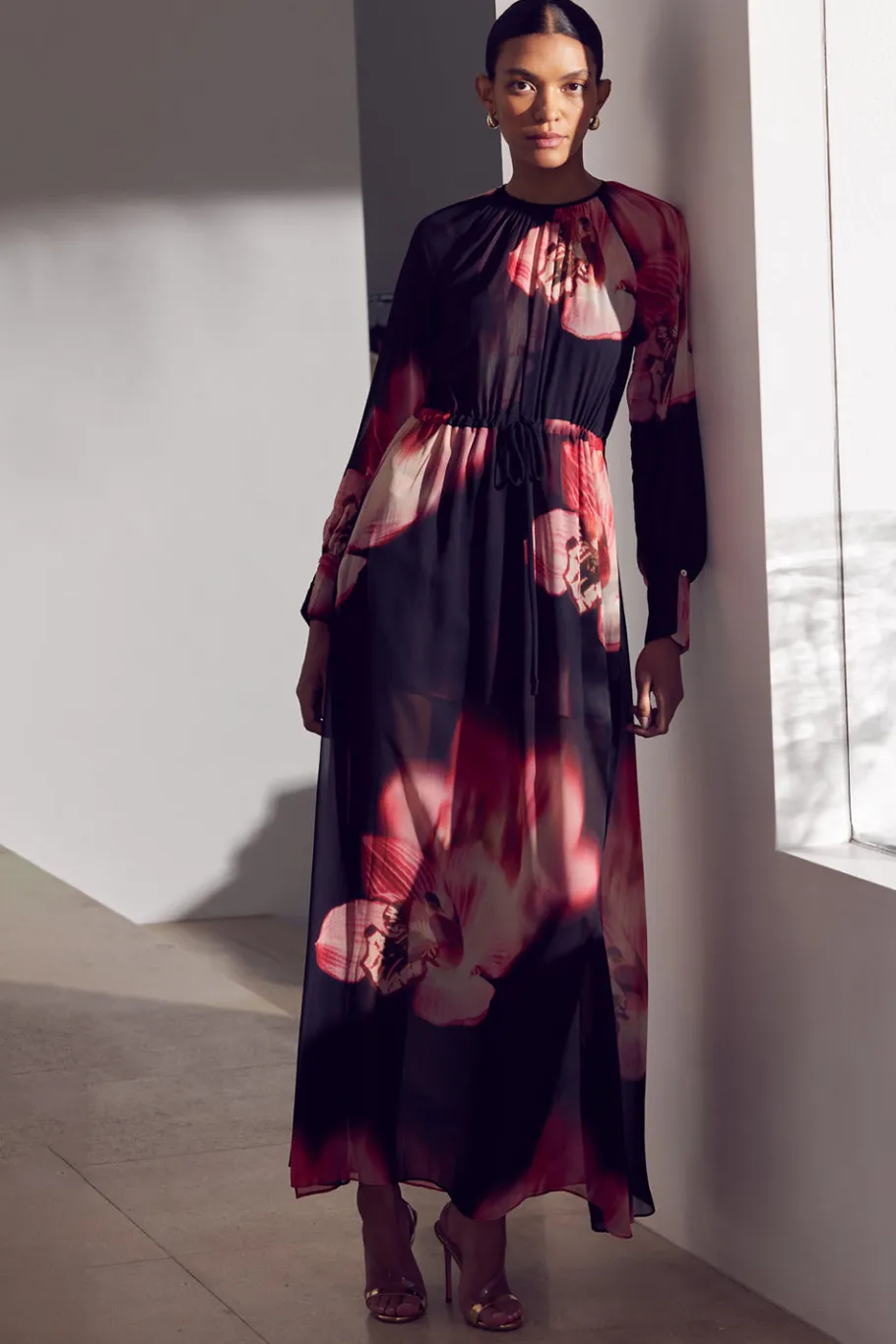MISA Los Angeles Wedding Guest|Long-sleeve>NAOMI DRESS Midnightorchidchiffon