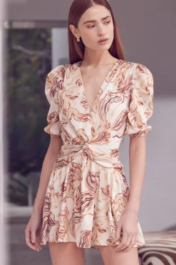 MISA Los Angeles Misa Classics|Mini>NARCISSA DRESS Goldenstrawsatin