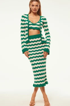 MISA Los Angeles Knits|Matching Sets>NELLY CARDIGAN Emeraldstripe