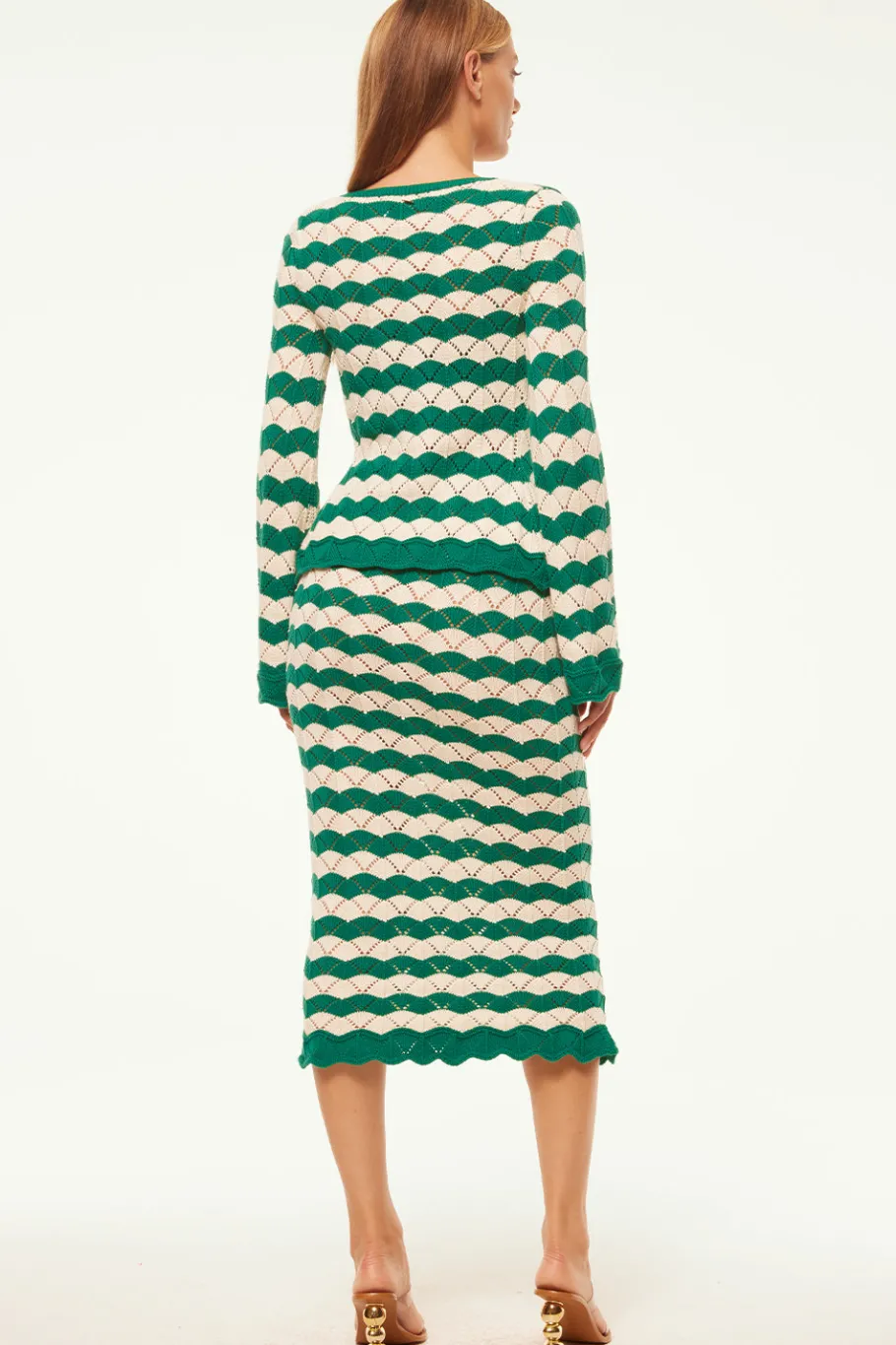 MISA Los Angeles Knits|Matching Sets>NELLY CARDIGAN Emeraldstripe