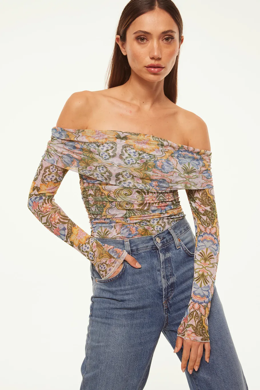 MISA Los Angeles Tops>ORELLA BODYSUIT Dolcevitakaleidoscope