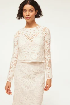 MISA Los Angeles Classic White|Matching Sets>OSCANA TOP Embroideredmesh