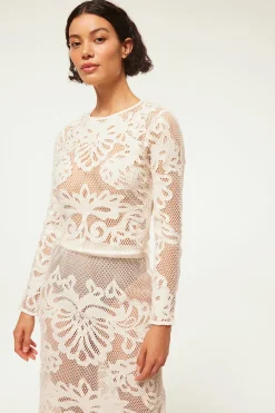 MISA Los Angeles Classic White|Matching Sets>OSCANA TOP Embroideredmesh