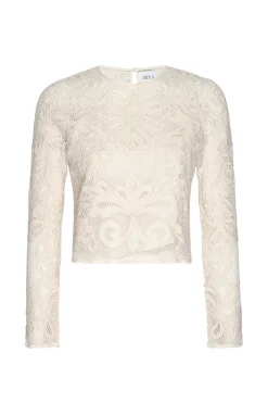 MISA Los Angeles Classic White|Matching Sets>OSCANA TOP Embroideredmesh