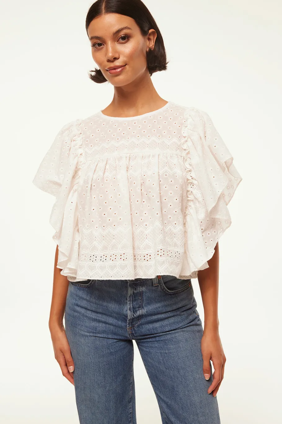 MISA Los Angeles Classic White|Tops>PENELOPE TOP Whiteeyelet