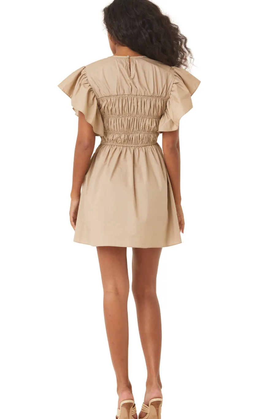 MISA Los Angeles Mini|Dresses>RADHA DRESS Sandsolidpoplin