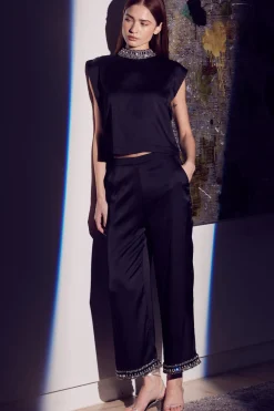 MISA Los Angeles Matching Sets|Tops>RILEY TOP Blacksatin