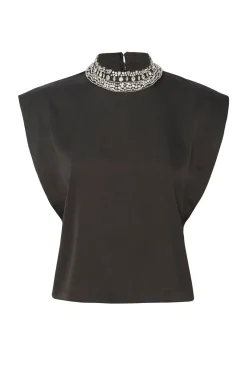 MISA Los Angeles Matching Sets|Tops>RILEY TOP Blacksatin