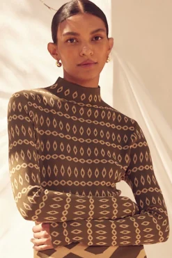 MISA Los Angeles Knits|Matching Sets>RIVER TOP Olivegeostripe