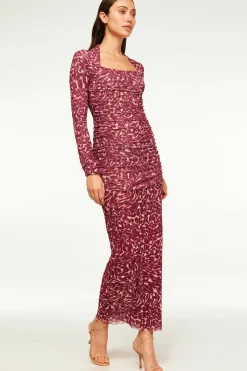 MISA Los Angeles Wedding Guest|Jersey & Mesh>RONDA DRESS Faunaabstractmesh