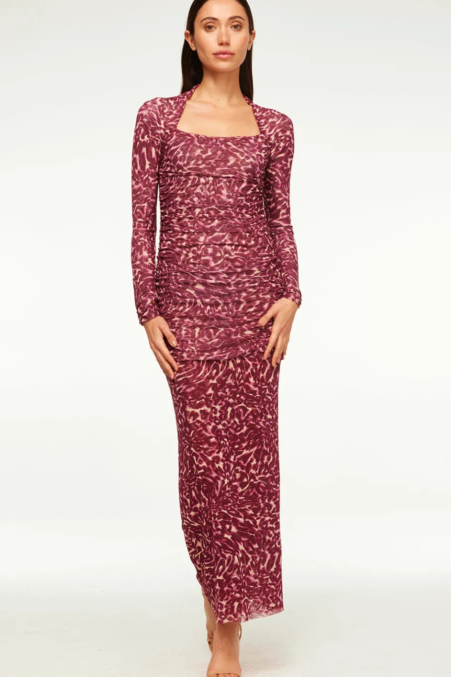 MISA Los Angeles Wedding Guest|Jersey & Mesh>RONDA DRESS Faunaabstractmesh