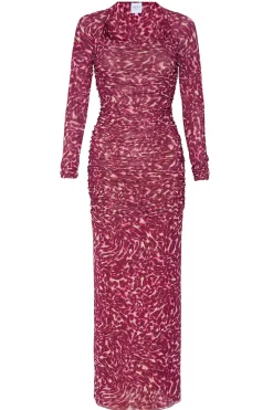 MISA Los Angeles Wedding Guest|Jersey & Mesh>RONDA DRESS Faunaabstractmesh