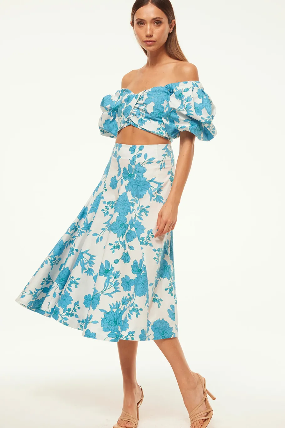 MISA Los Angeles Honeymoon|Matching Sets>RORI TOP Turquoiseflorapoplin