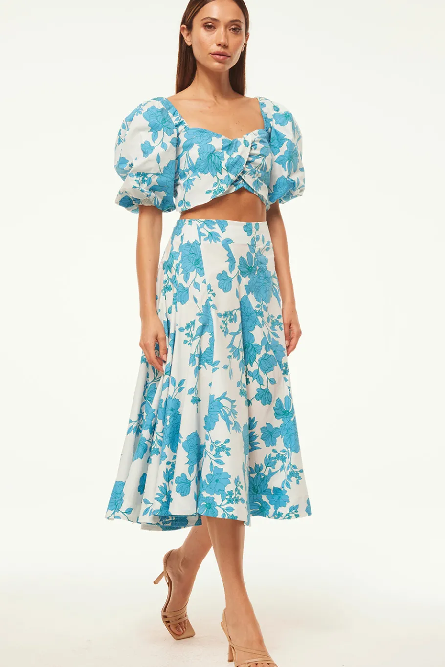 MISA Los Angeles Honeymoon|Matching Sets>RORI TOP Turquoiseflorapoplin