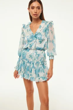 MISA Los Angeles Matching Sets|Tops>SACHA TOP Turquoiseflorachiffon