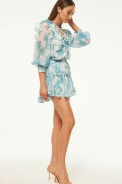 MISA Los Angeles Matching Sets|Tops>SACHA TOP Turquoiseflorachiffon
