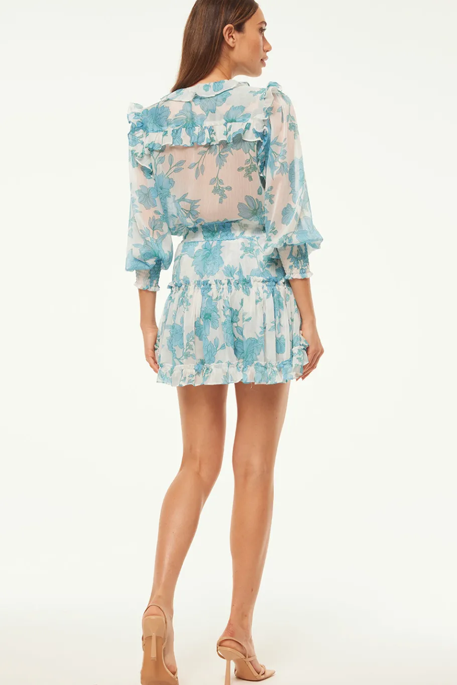 MISA Los Angeles Matching Sets|Tops>SACHA TOP Turquoiseflorachiffon