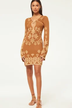 MISA Los Angeles Knit|Long-sleeve>SAHAR DRESS Brownflorasantiago