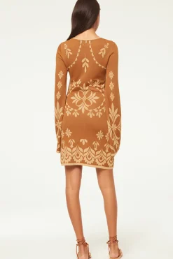 MISA Los Angeles Knit|Long-sleeve>SAHAR DRESS Brownflorasantiago