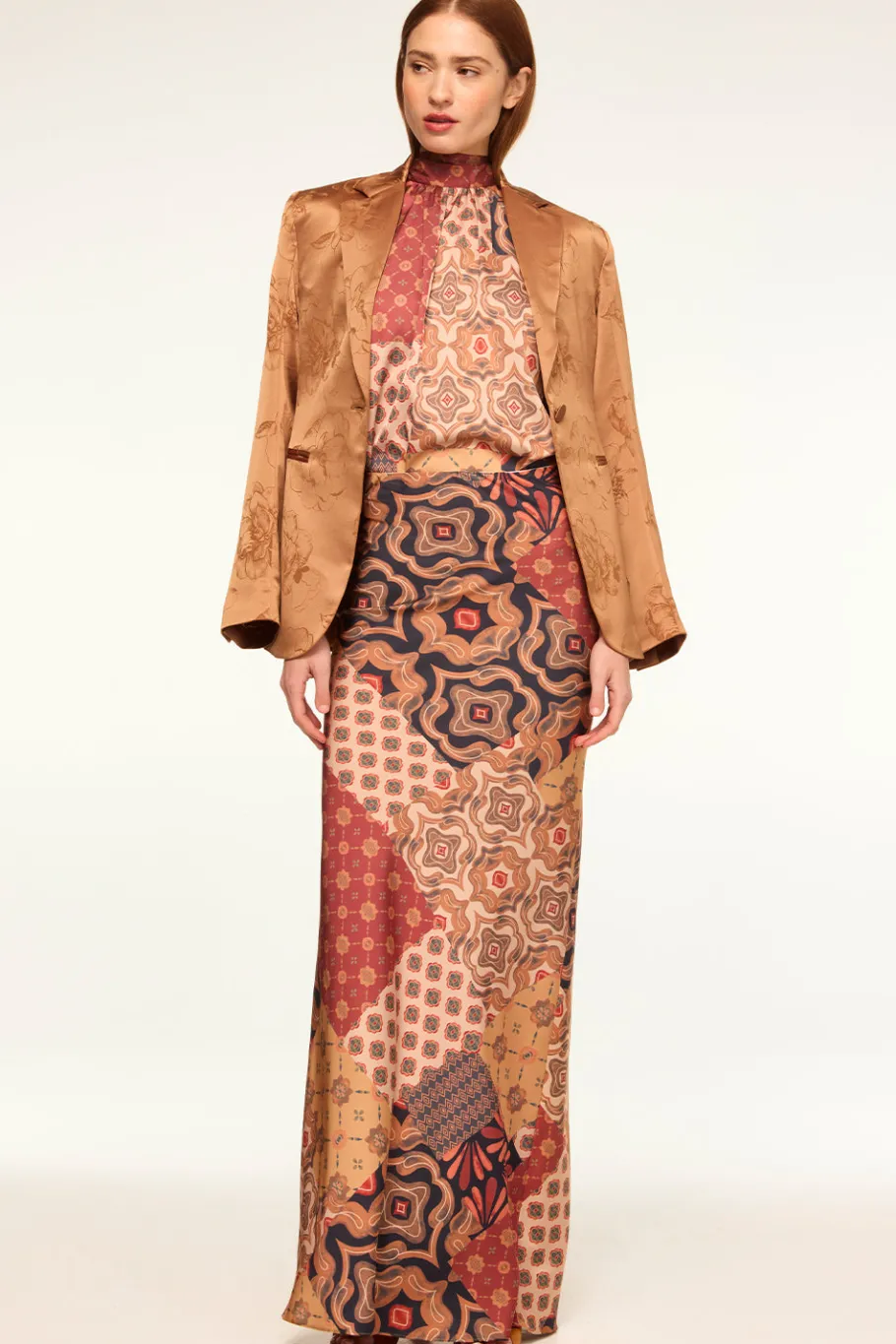MISA Los Angeles Matching Sets|Skirts & Shorts>SIERRA SKIRT Surrealpatchworksatin