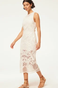 MISA Los Angeles Classic White|Midi>SOFANDEH DRESS Embroideredmesh