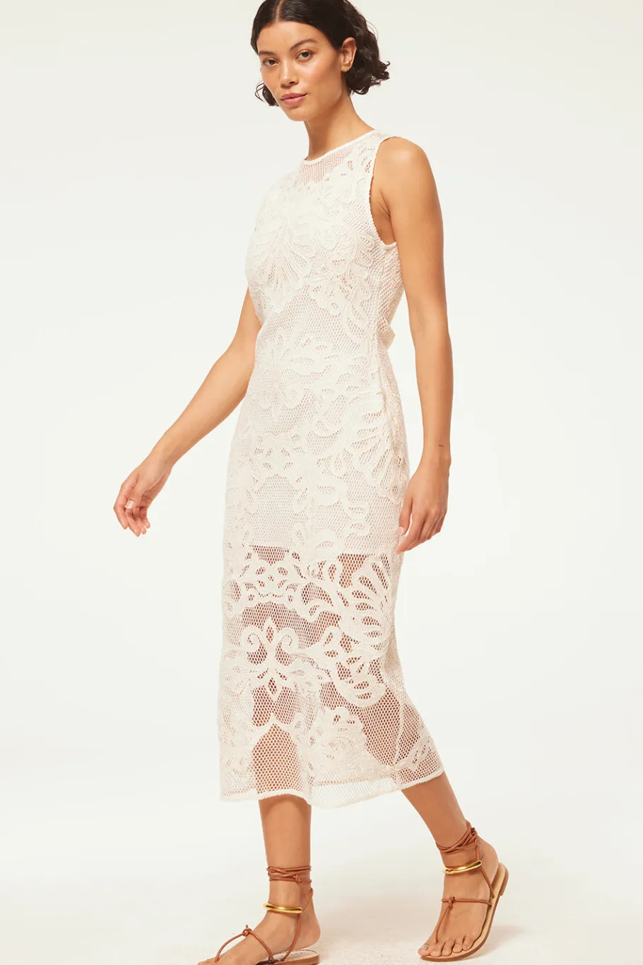 MISA Los Angeles Classic White|Midi>SOFANDEH DRESS Embroideredmesh