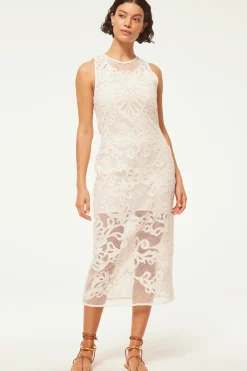 MISA Los Angeles Classic White|Midi>SOFANDEH DRESS Embroideredmesh