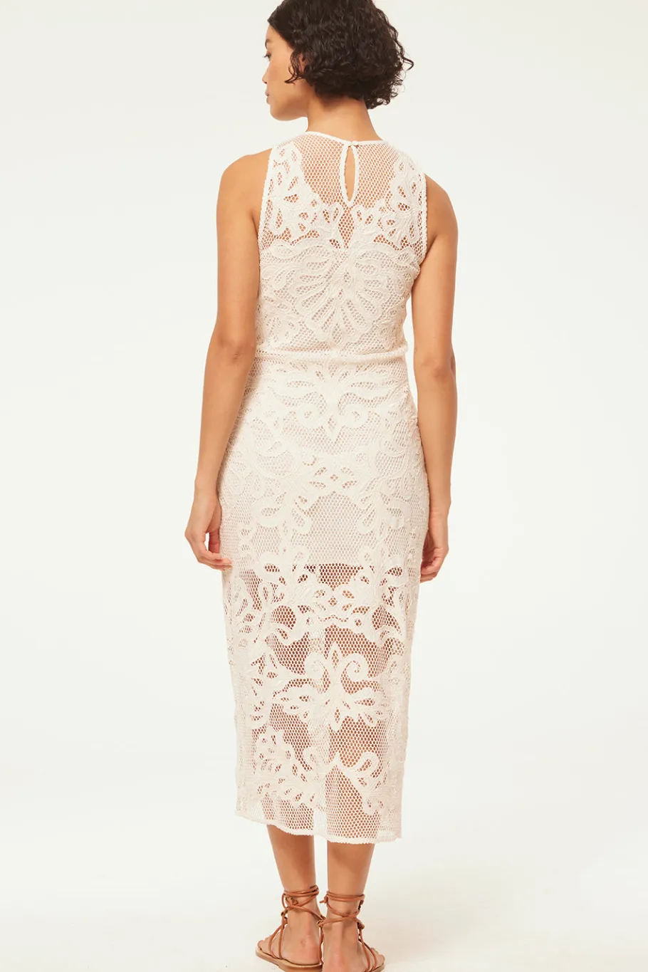 MISA Los Angeles Classic White|Midi>SOFANDEH DRESS Embroideredmesh