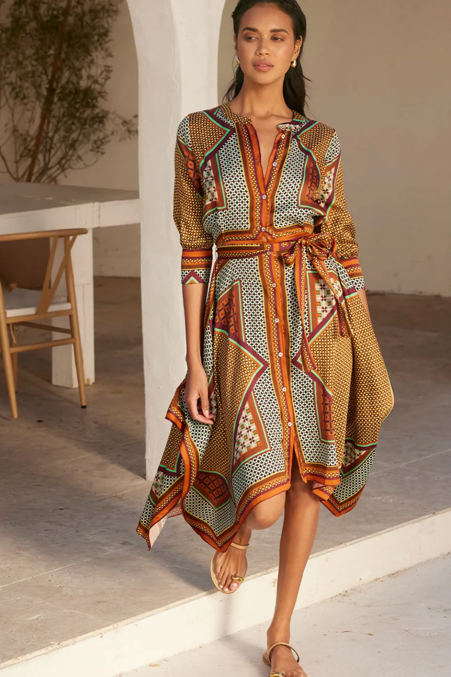 MISA Los Angeles Long-sleeve|Midi>SOLMAZ DRESS Positanoscarf