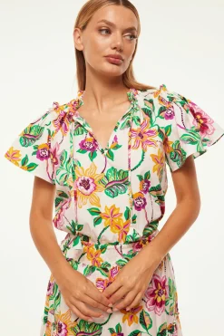 MISA Los Angeles Tops>SUPARNA TOP Floraexoticacottonpoplin