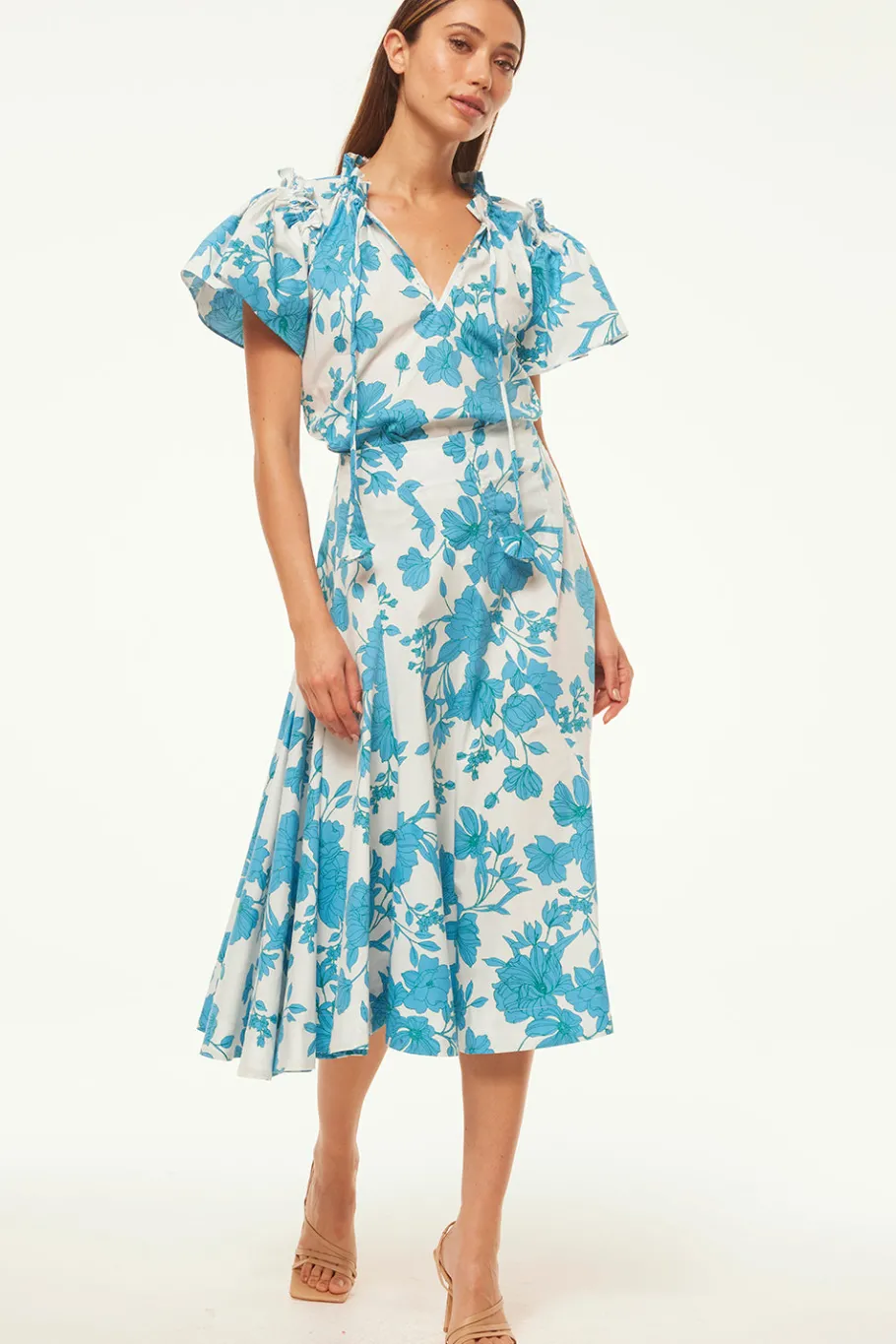 MISA Los Angeles Matching Sets|Tops>SUPARNA TOP Turquoiseflorapoplin