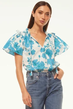 MISA Los Angeles Matching Sets|Tops>SUPARNA TOP Turquoiseflorapoplin