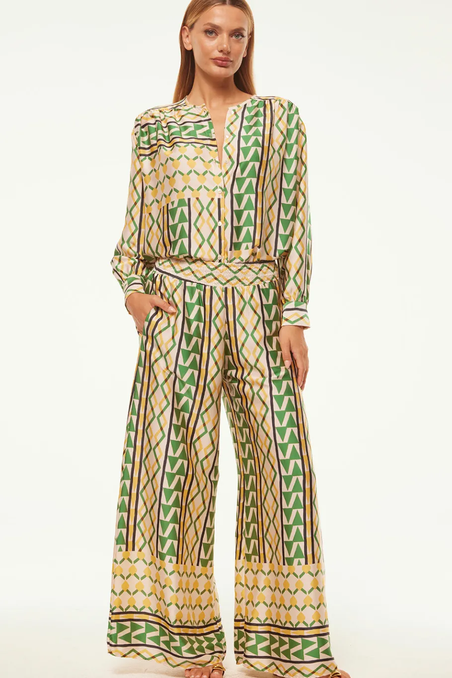 MISA Los Angeles Matching Sets|Tops>TEODORA TOP Limoncellogeosatin