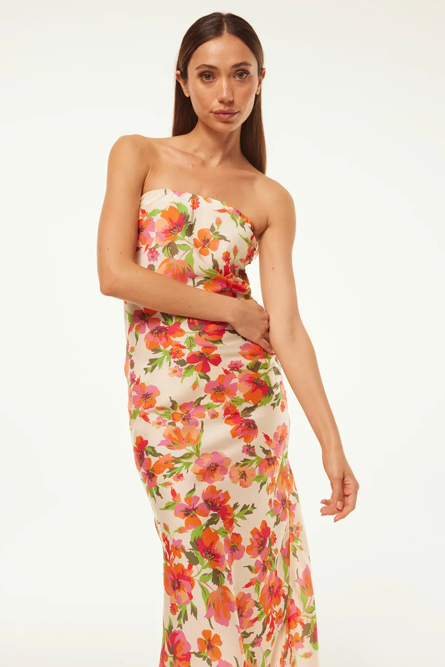 MISA Los Angeles Wedding Guest|Honeymoon>THARA DRESS Palmareibloomssatin