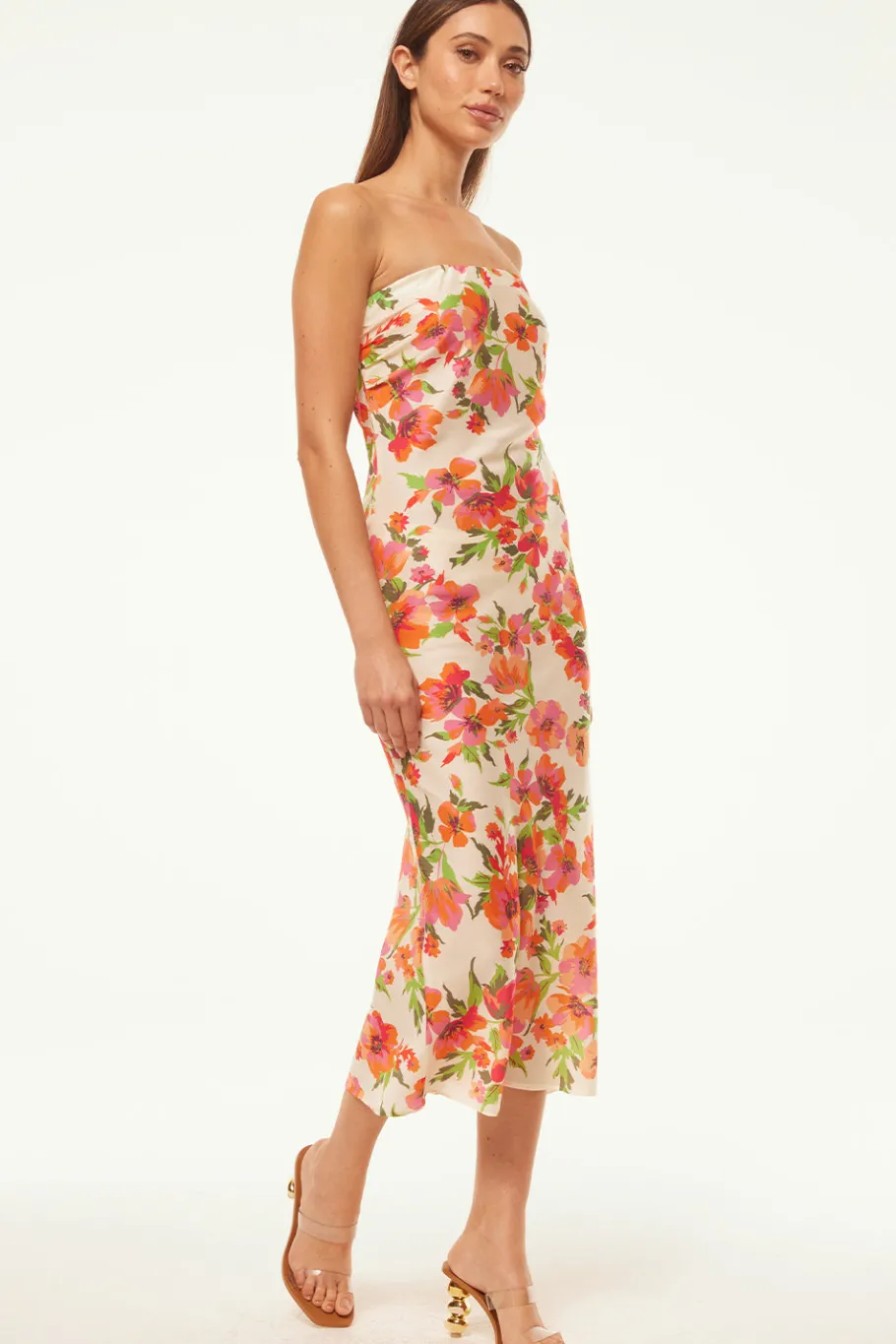 MISA Los Angeles Wedding Guest|Honeymoon>THARA DRESS Palmareibloomssatin