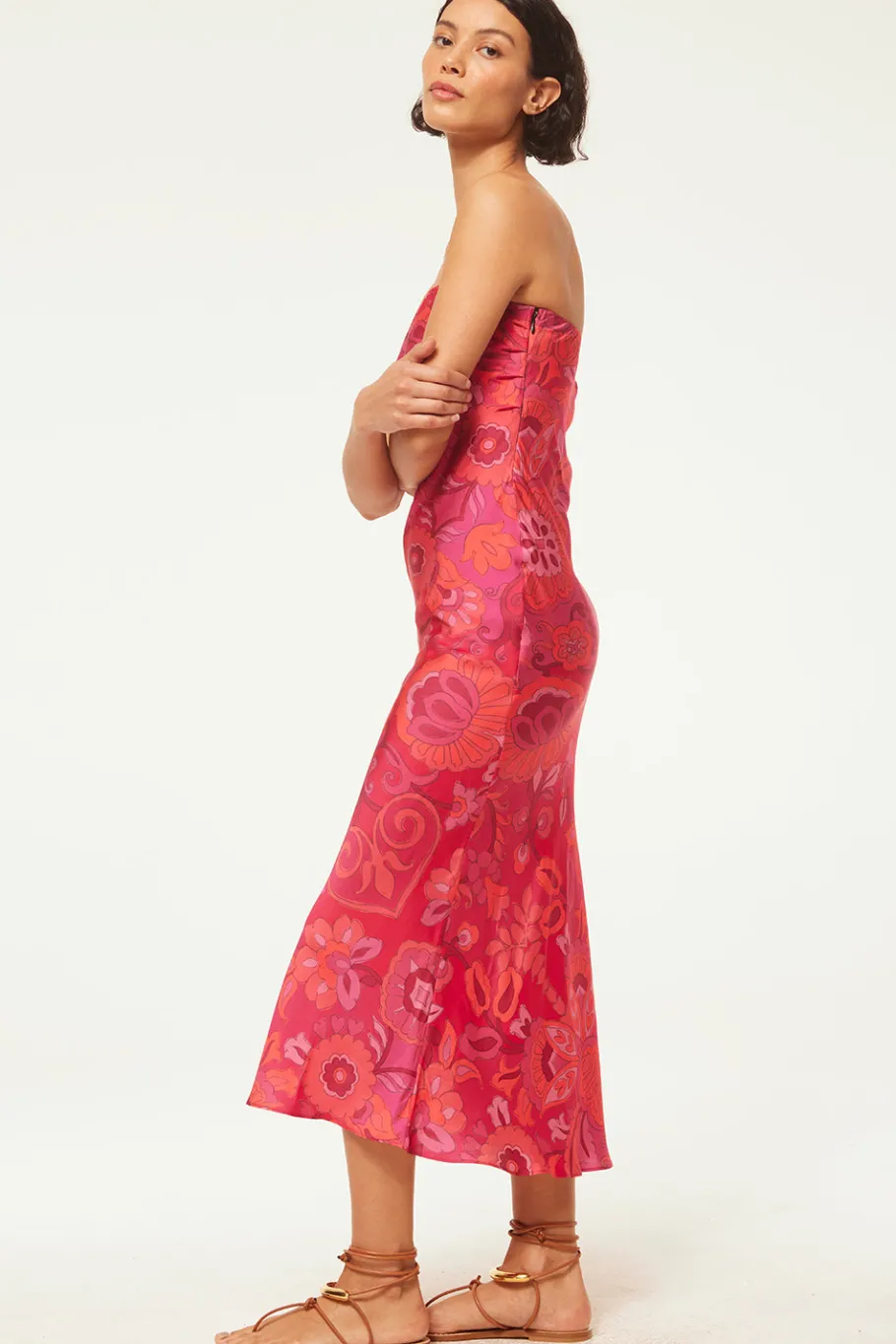 MISA Los Angeles Wedding Guest|Midi>THARA DRESS Floracorsicafuchsia