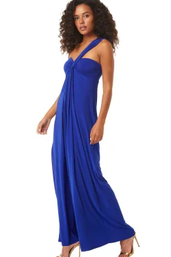 MISA Los Angeles Wedding Guest|Jersey & Mesh>THORA DRESS Cobaltbluevenezia