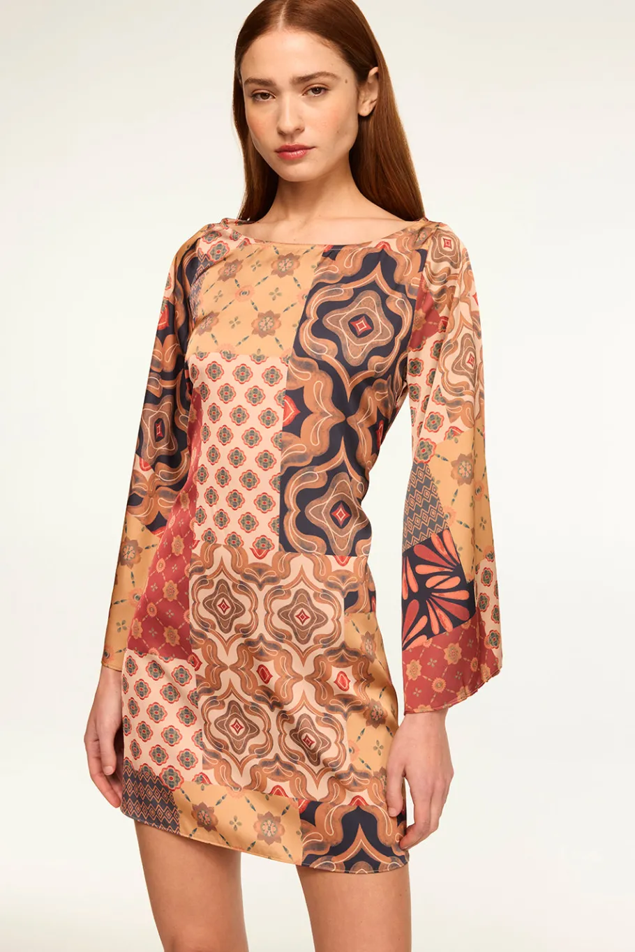 MISA Los Angeles Long-sleeve|Misa Classics>TWIGGY DRESS Surrealpatchworksatin