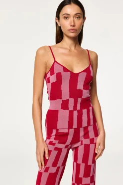 MISA Los Angeles Knits|Matching Sets>UNA TOP Pinku0026red