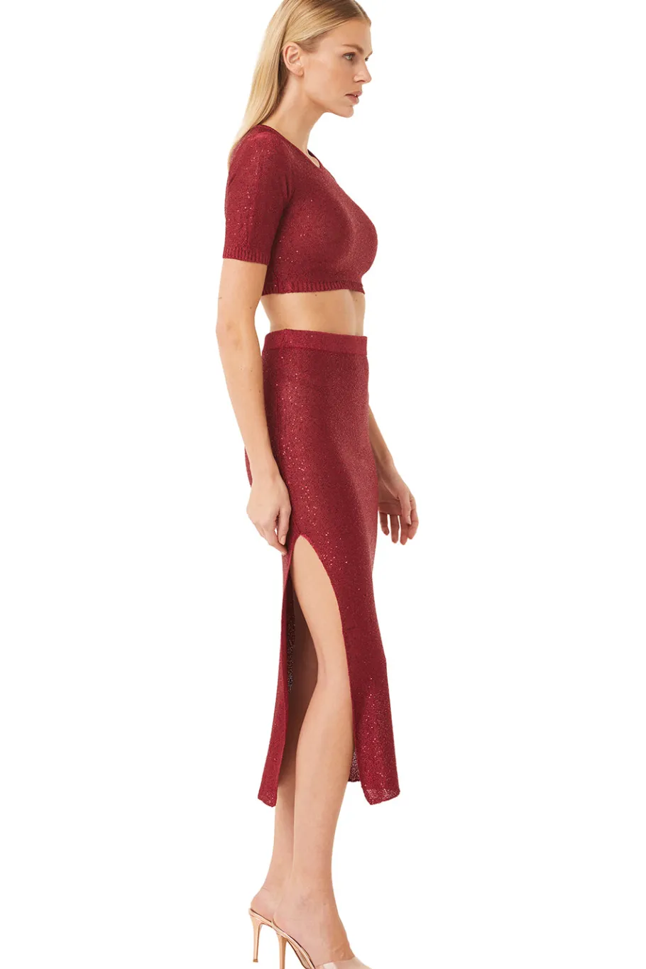 MISA Los Angeles Knits|Matching Sets>VERA SKIRT Lipstickred