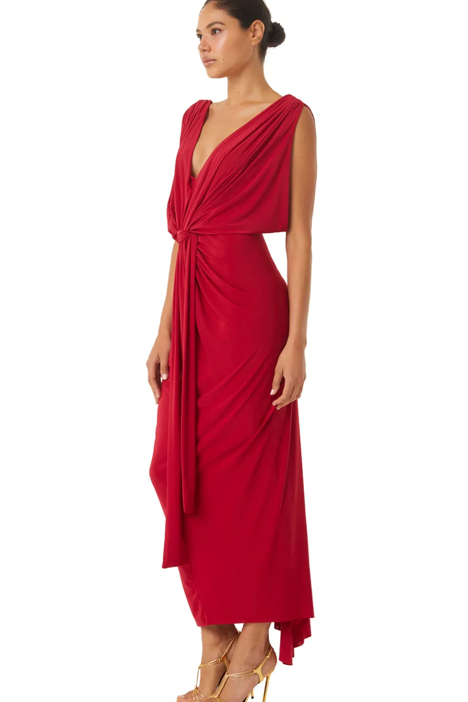 MISA Los Angeles Wedding Guest|Jersey & Mesh>XENIA DRESS Lipstickred