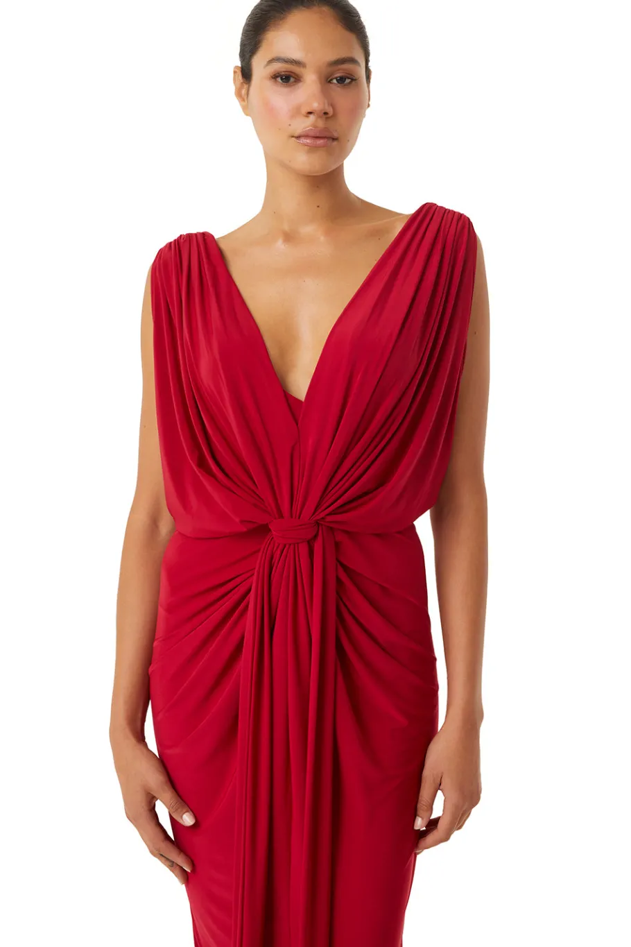 MISA Los Angeles Wedding Guest|Jersey & Mesh>XENIA DRESS Lipstickred