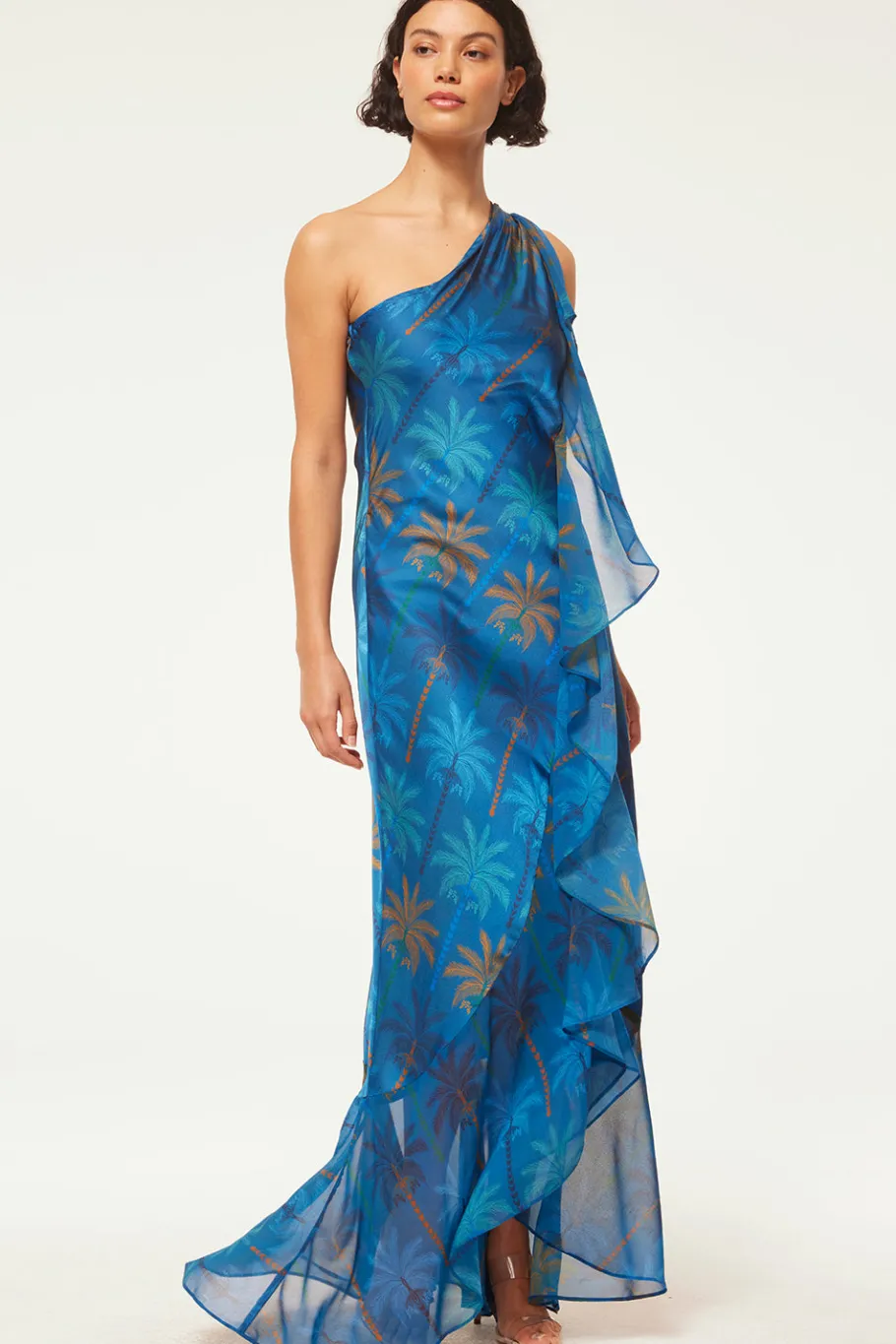 MISA Los Angeles Wedding Guest|Maxi>ZEPHYR DRESS Cobaltpalmsmix