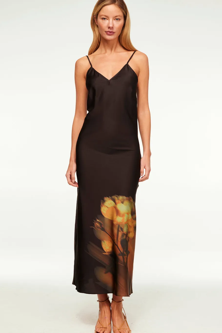 MISA Los Angeles Maxi|Dresses>ZIA DRESS Yellowrosesatin