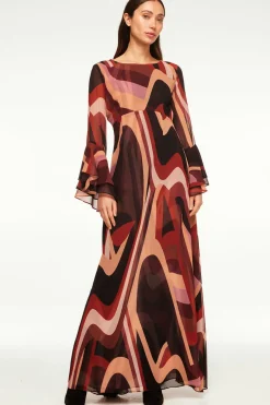 MISA Los Angeles Wedding Guest|Long-sleeve>ZOEY DRESS Canyonstripechiffon